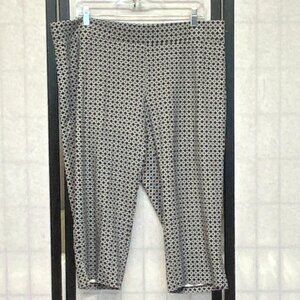 Liz Claiborne XL Lori Black White Crop Pants Stretch Knit Pull-On Capri Slacks